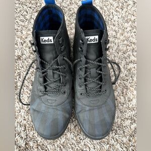 Keds Black Waterproof Duck Boots Lace Up Size 9 Plaid Lined